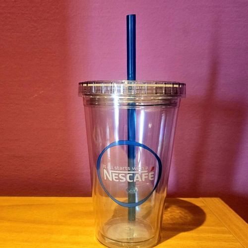 Nescafé collectible cup new for cold coffee with lid and straw
