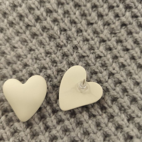 White Heart Earrings new