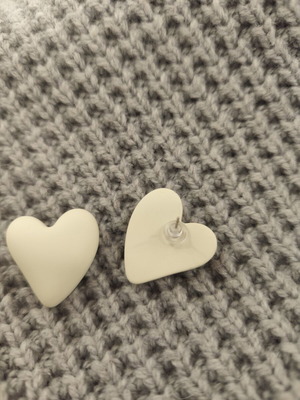 White Heart Earrings new