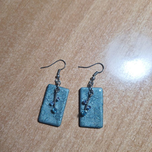 Clay and liquid glass earrings new, blue and turquoise
