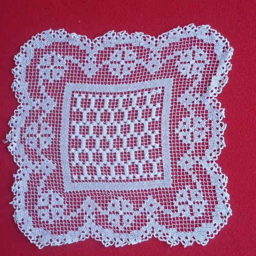 Two small filet lace vintage 50's doilies handmade from Tinos