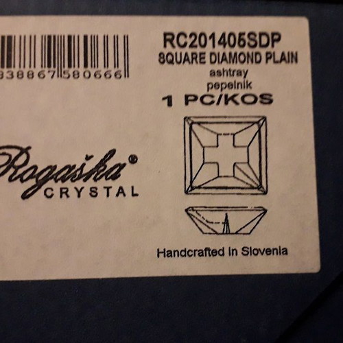 Rogaska ashtrays handmade, new, set of 2, Square Diamond Plain crystal