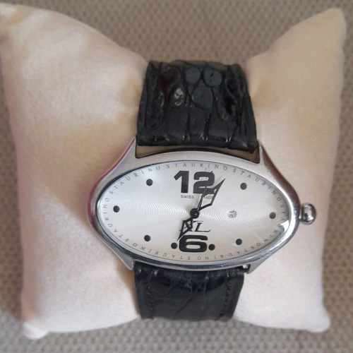 Roberto Cavalli wristwatch with fur leather strap and authentic Staurino XL new