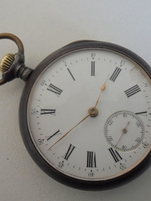 Стар джобен часовник военен стил употребяван, механичен, швейцарски