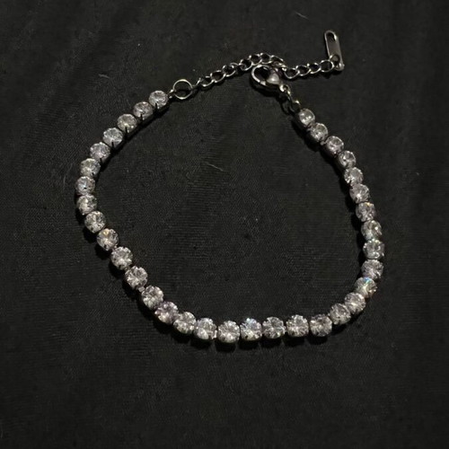 Tennis bracelet stainless steel diamond new, white silver