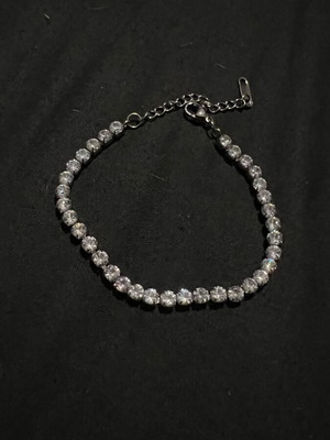 Tennis bracelet stainless steel diamond new, white silver