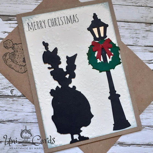 Handmade Christmas Cards set of 3 with poinsettia, wreath and carols