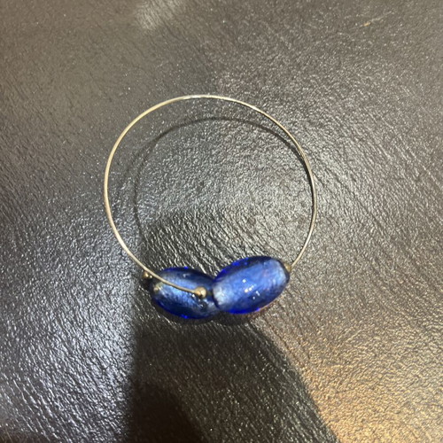Handmade Murano glass bracelet like new with blue stones and silver frame