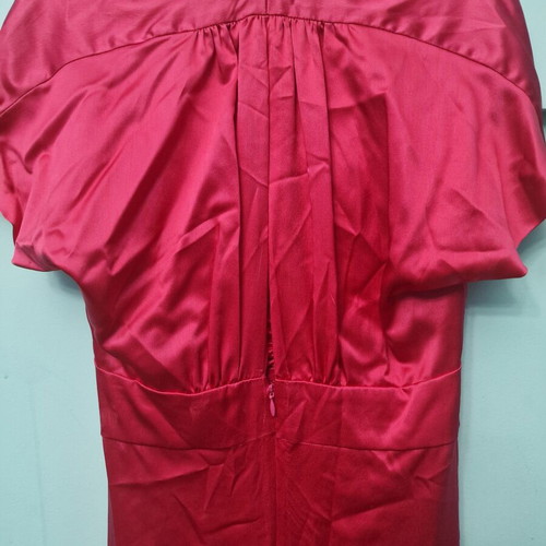 Luisa Beccaria long coral satin dress with ruching