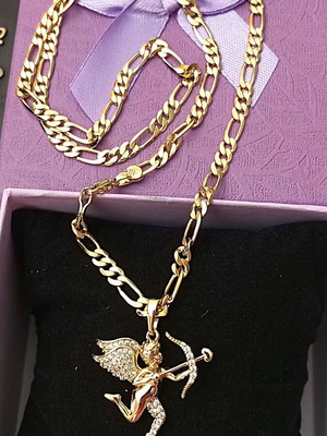 Дамско колие позлатено 14 К модел КАРТИЕ, ново, дължина 55 см