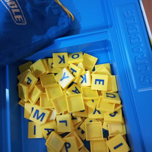 Junior Scrabble used with pouch and double-sided board