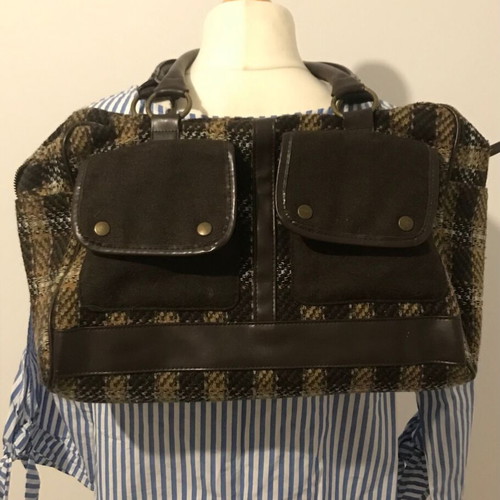 Zara Handbag like new, woven polyester with leather, beige and brown