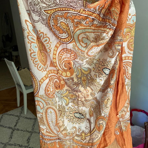 Calzedonia pareo satin fabric like new, brown and gold