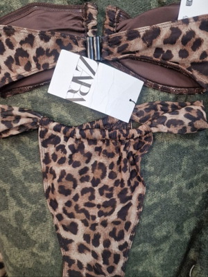 Zara leopard print swimsuit size S new