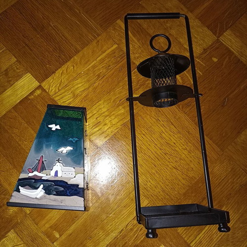 Metal candle holder black like new