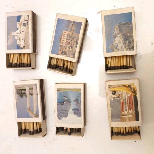 Matchboxes used, pack of 6, 1965-1980
