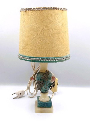 Vintage alabaster table lamp used with metal decorative elements