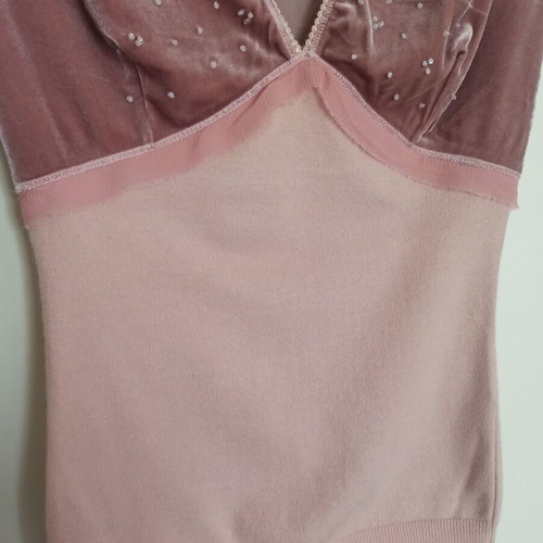 Pink velour knitted sleeveless blouse Sandro Ferrone like new, size Large