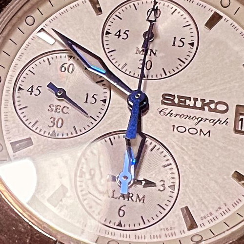 Seiko chronograph 100 m used with blue hands