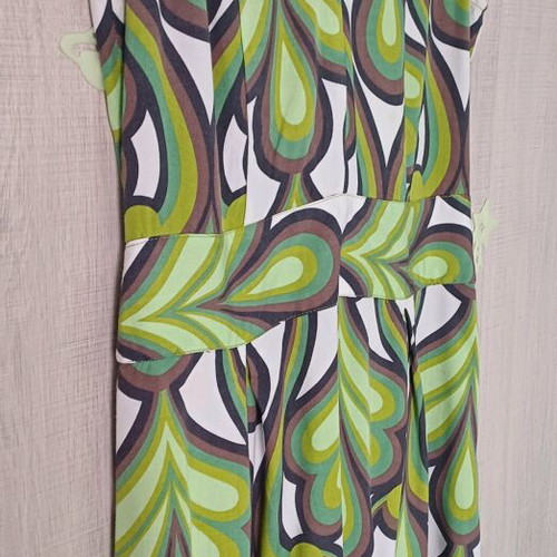 Summer sleeveless dress green, brown white