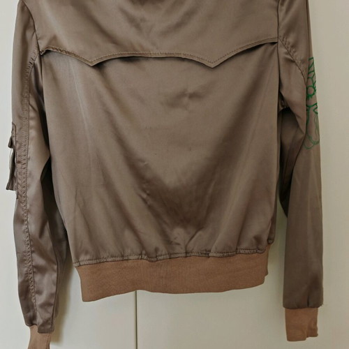Satin bomber jacket Silvian Heach like new, brown with embroidery size M