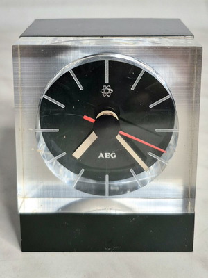 Vintage AEG Table Clock used, Space Age 70s design, Germany