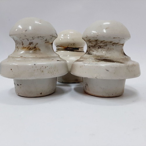 Levira porcelain electric insulators, capsule shape, vintage, set of 3