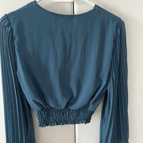 Top πετρολ croisé with pleated sleeves like new