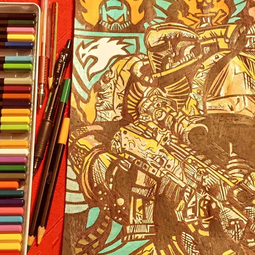 Warhammer warrior original handmade artwork on A4 Bristol paper