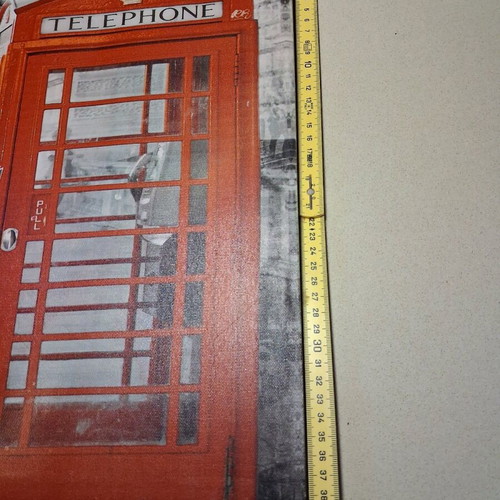 Painting used with wooden frame and canvas, Telephone Box