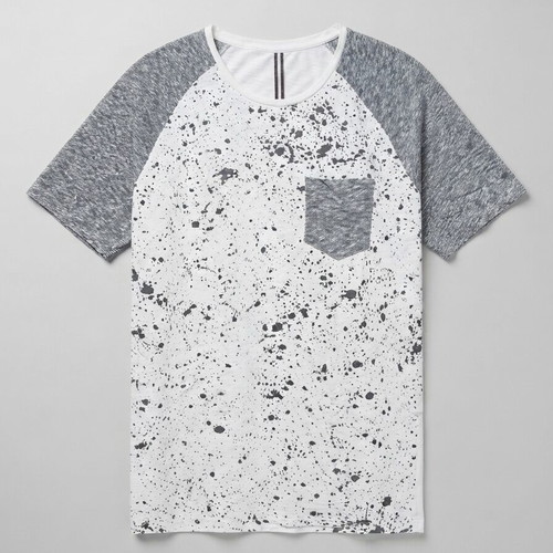 Brokers Splatter Print men's T-shirt with grey raglan sleeves, like new