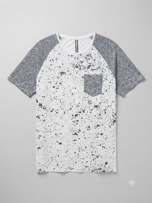 Brokers Splatter Print men's T-shirt with grey raglan sleeves, like new