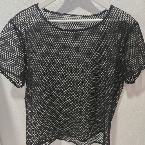 Midnight Fashions black mesh blouse, size L