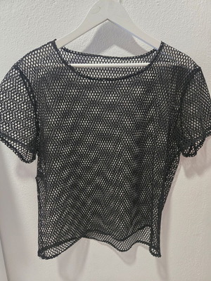 Midnight Fashions black mesh blouse, size L