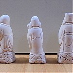  Feng Shui οι τρεις Θεοί του πλούτου Fuk, Luk και Sau, παλιό σετ τριών κεραμικών αγαλματιδίων