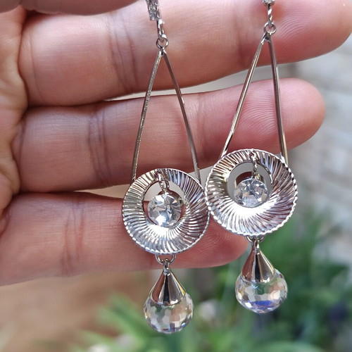 Vintage earrings with Swarovski crystals new, silver