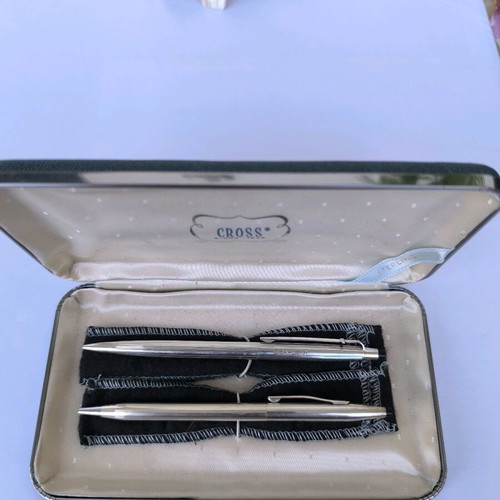 Cross Sterling Silver Century pen and Caran d'Ache Madison silver-plated mechanical pencil used