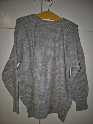 Gray pullover with large rhinestones medium size like new