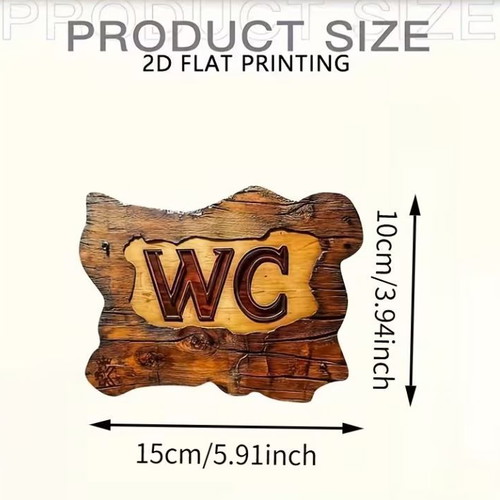 Retro Wooden WC Sign 15 cm new