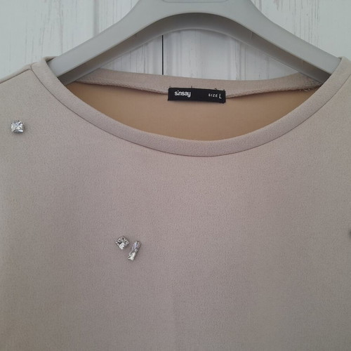 Sinsay oversized dress with rhinestones, like new, beige, size L
