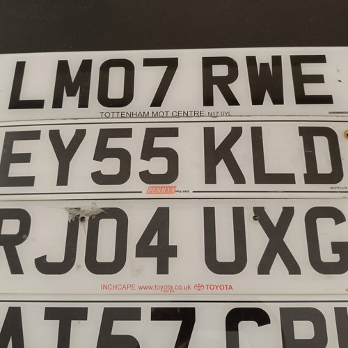 Collectible English Car License Plates used, set of 6