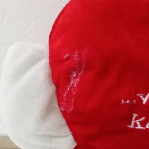 Plush heart used with small stains