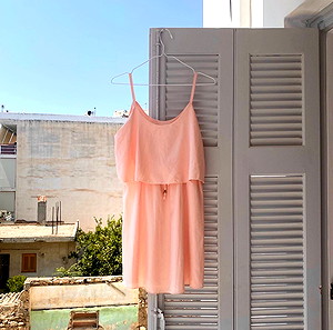 ροζ μινι φόρεμα αέρινο με κορδόνι στην μέση