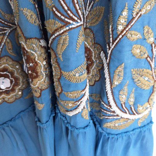 Indian dress in denim shade with embroidery, new, size L