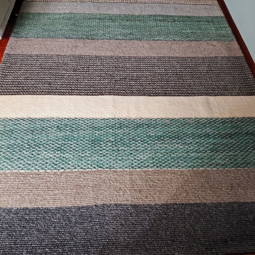 Modern handmade wool rug like new 200x300, gray-petrol-beige