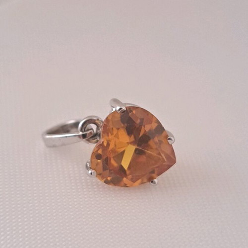 Earrings and pendant set white gold k14 with synthetic topaz heart