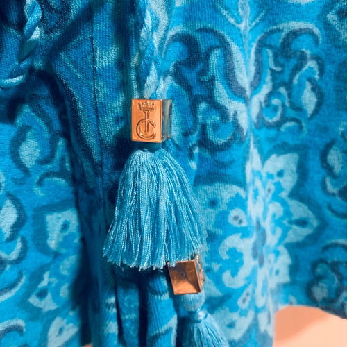 Juicy Couture blue terry shortsuit like new with ruffles and drawstring