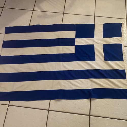 Vintage Greek sea flag used, sewn with plaque stitching, 1.00x1.50m