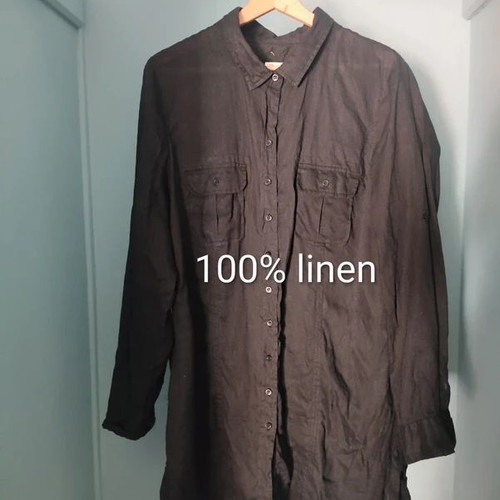 Open End black linen shirt XXL used, high quality