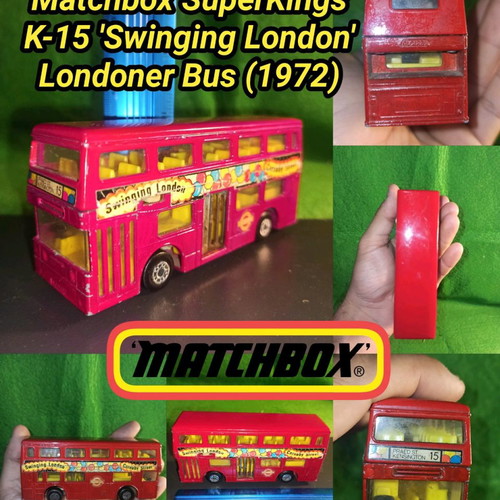 Matchbox SuperKings K-15 'Swinging London' red bus used collectible